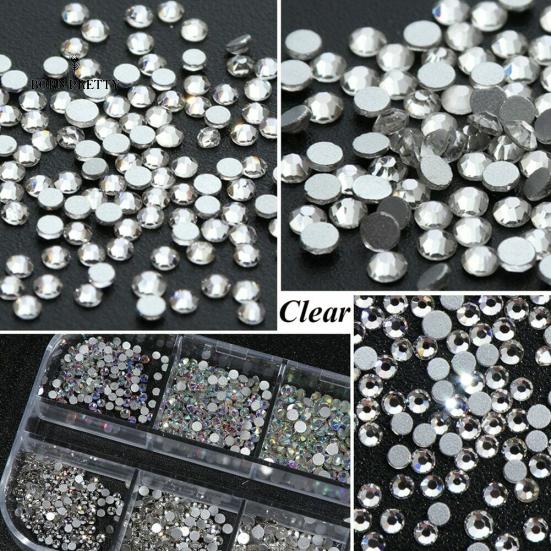 12 Grids Glitter Nails Ornaments Transparent Flat Rhinestone Mixed Shiny Jewelry Manicure Decor