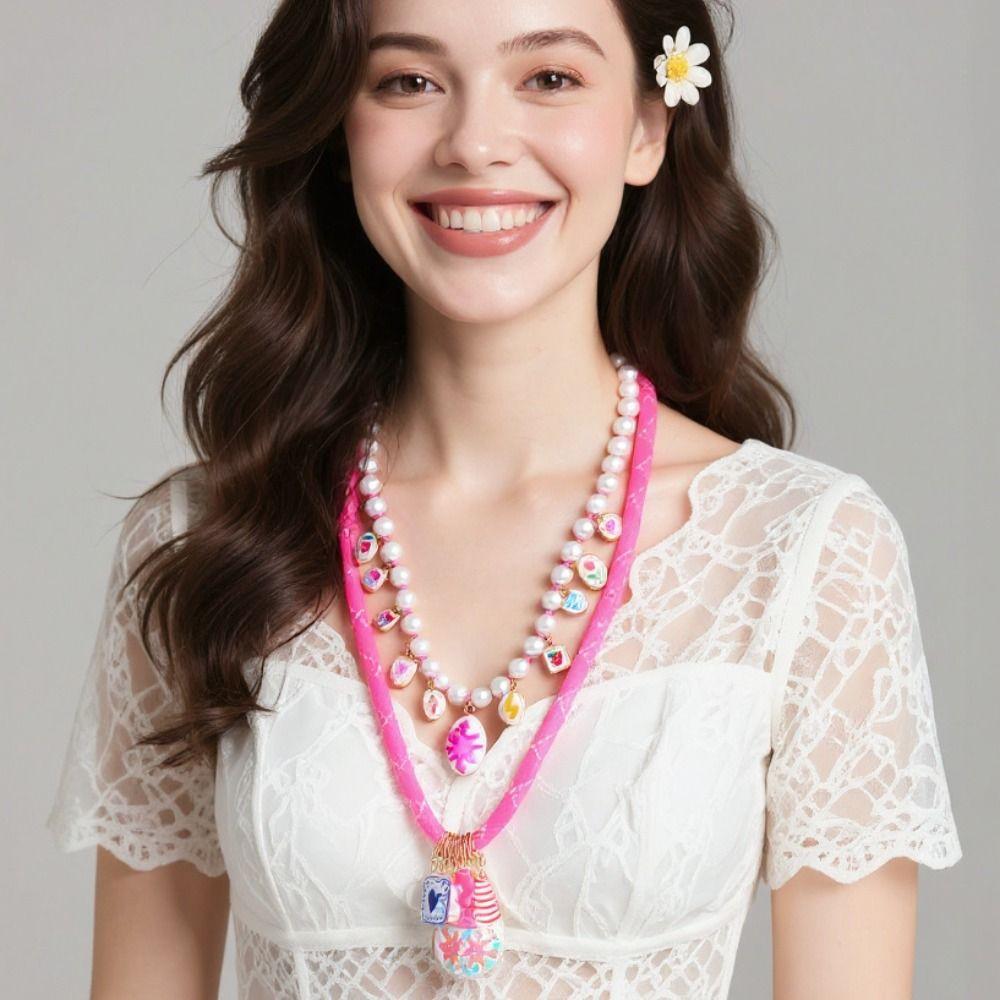 Necklace Set Flower Pendant Necklace Fruit Dopamine Necklace Creative Pearls Necklace  Gift