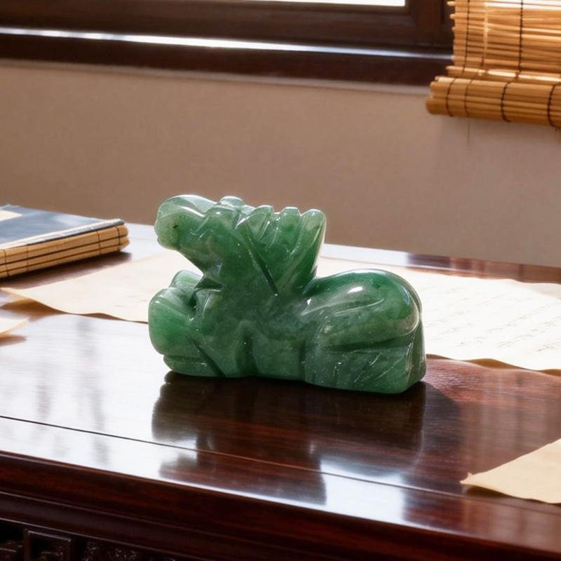 Traditional Chinese Zodiacs Green Aventurine Ornament Carved Crystal Animal Statue For Cultural Home Decors Collectibles