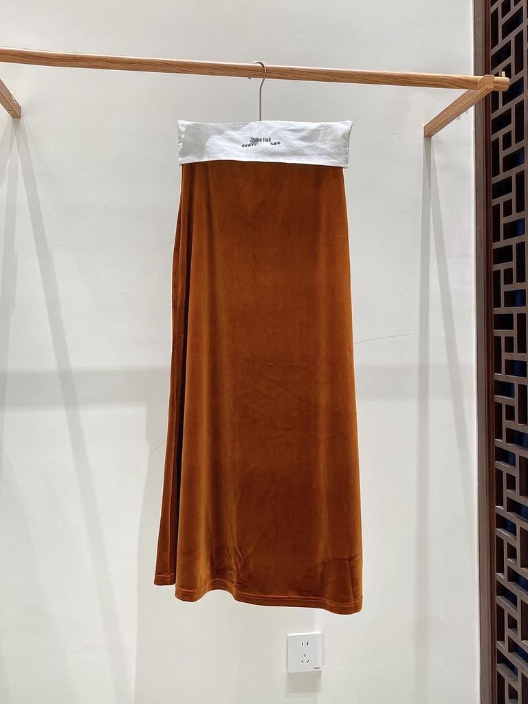 Samt-Fischschwanzrock mit hoher Taille - Damen Schlankmachend A-Linie, Nationalstil, Neu Herbst 2025