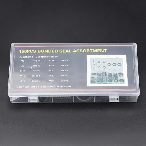 Glvaner O-Ring Seal Washer Set, 10 Types, 150 Pieces, Silicone Rings, Gasket O-Rings, Seal Washers, Rubber and Metal Gaskets, Adhesive Seals, Heat, Oi