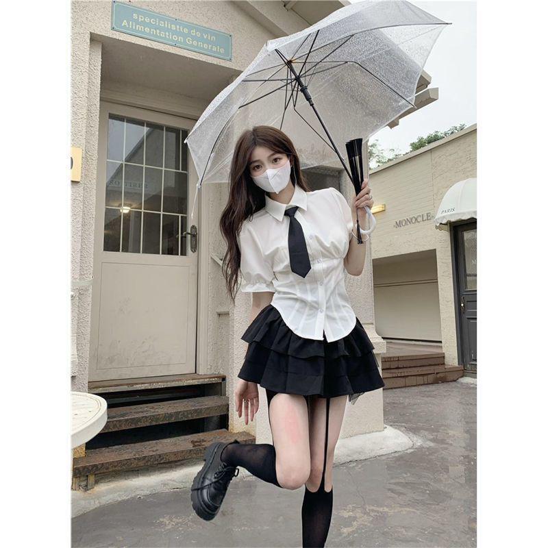 

2024 Лето Маленький Женский Супер Фея Пышная Юбка и Рубашка JK Униформы с Коротким Рукавом S