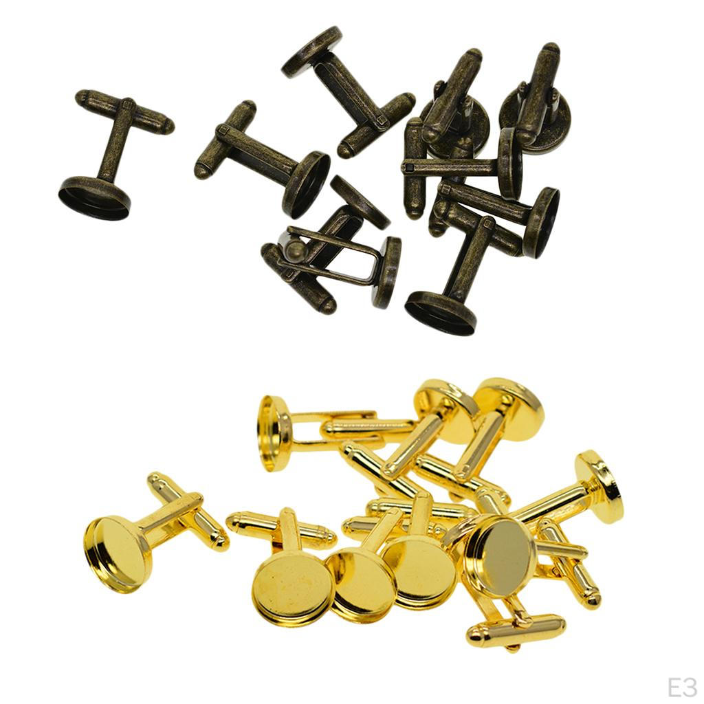 10 Cufflink Cabochons Setting Tray Glue Pad Round Bezel Fit 12mm
