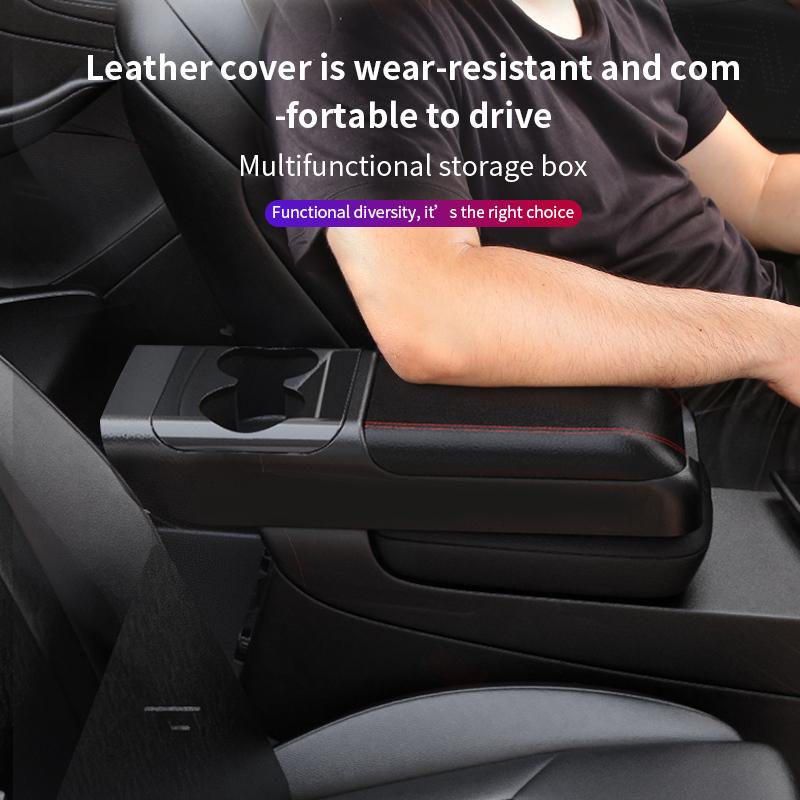 Car Center Console Armrest Pad Heightening Pad with Cup Holder Portable Car Armrest Cushion Car Universal