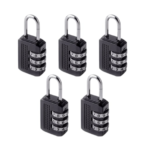 Combination Lock (5-Pack) with Keys, Padlock, and Secondary Lock (3-Digit Combination Lock (5-Pack))