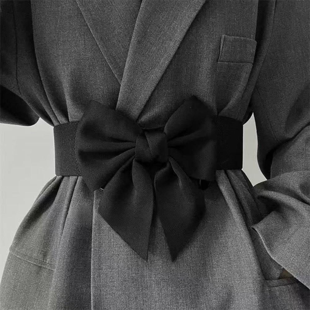 Elegant Bowknot Waist Straps Solid Color Elastic Waist Belt Wide Adjustable Dress Belt For Dress Decorate Clothes Accessories