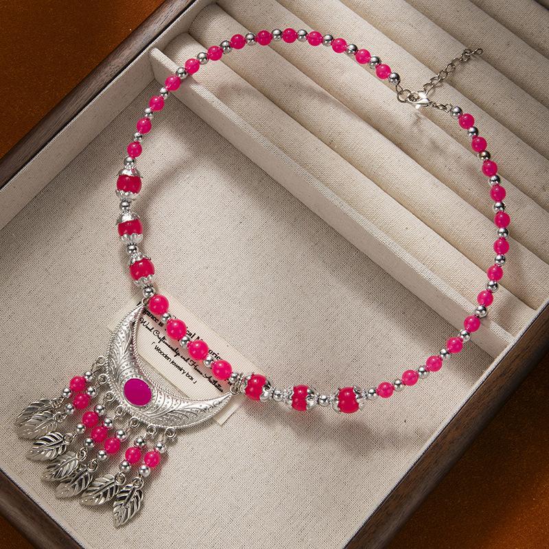 Ethnic-style Colorful Beaded Forehead Eyebrow Center Tassel Hair Accessory Tibetan-style Retro CollarNecklace and Headwear