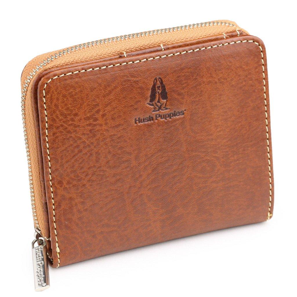 

Italian Leather Cowhide Round Zipper Bifold Wallet [Hush Puppy] (Brown)