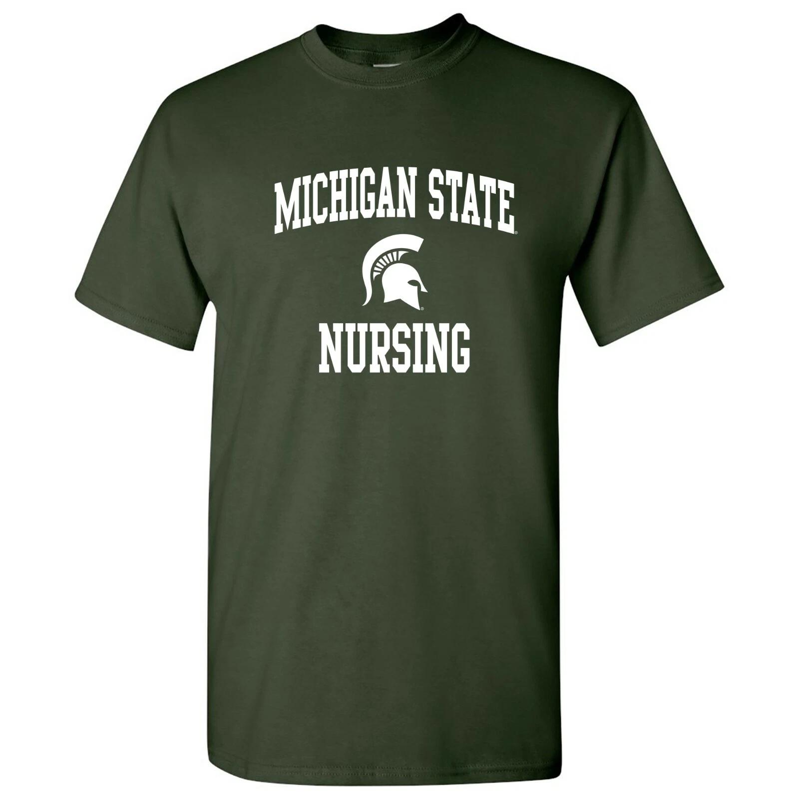 Michigan State Spartans Arch Logo Nursing - University T Shirt - Forest 2XL