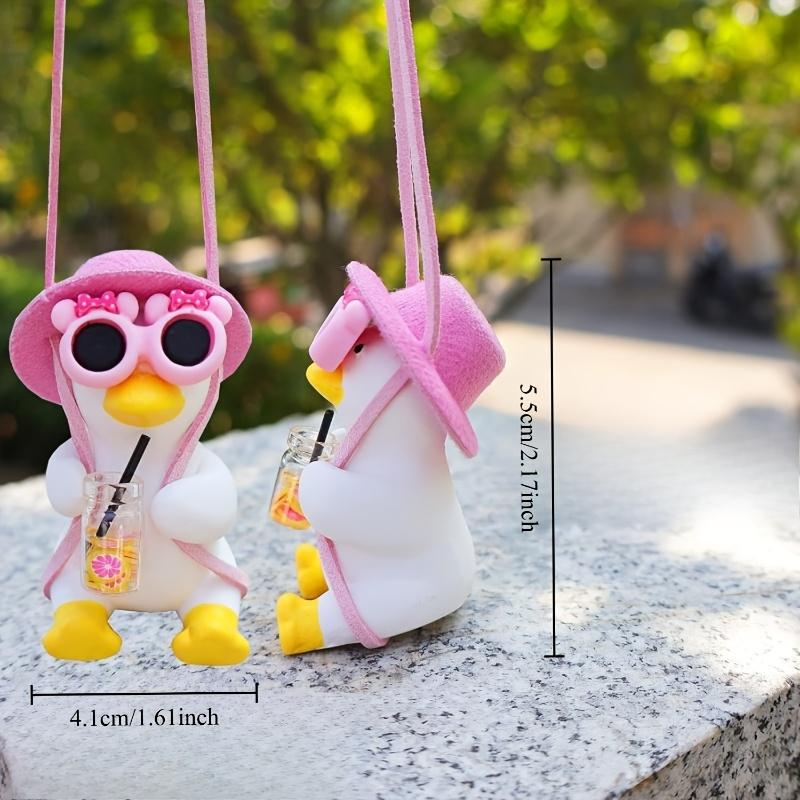 Cute Swinging Duck Car Ornament Rearview Mirror Pendant Vehicle Hanging Accessory Automotive Interior Gift Suitable for Women Men And Children