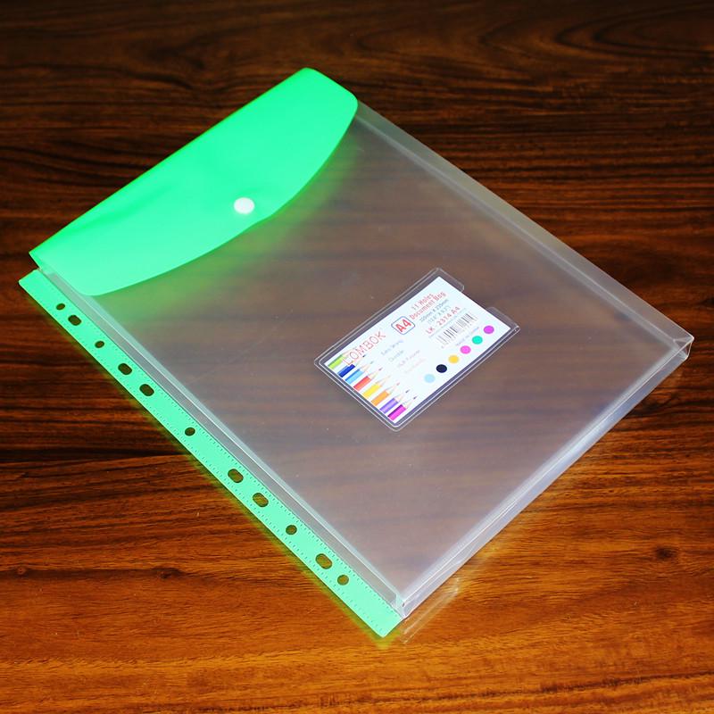 PP Creative A4 Transparent 11-Hole Loose-Leaf File Bag with Button and Label