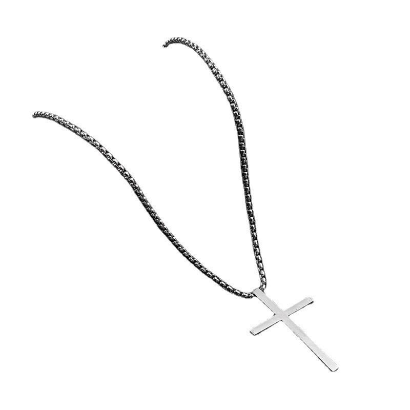Titanium Steel Cross Necklace for Men & Women - Douyin Bestseller, Stainless Steel Sweater Chain, Niche & Personalized Design