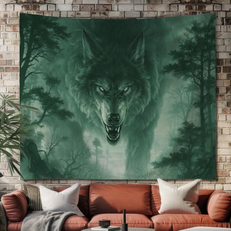 Mysterious Wolf tapestry 75x100 чёрный