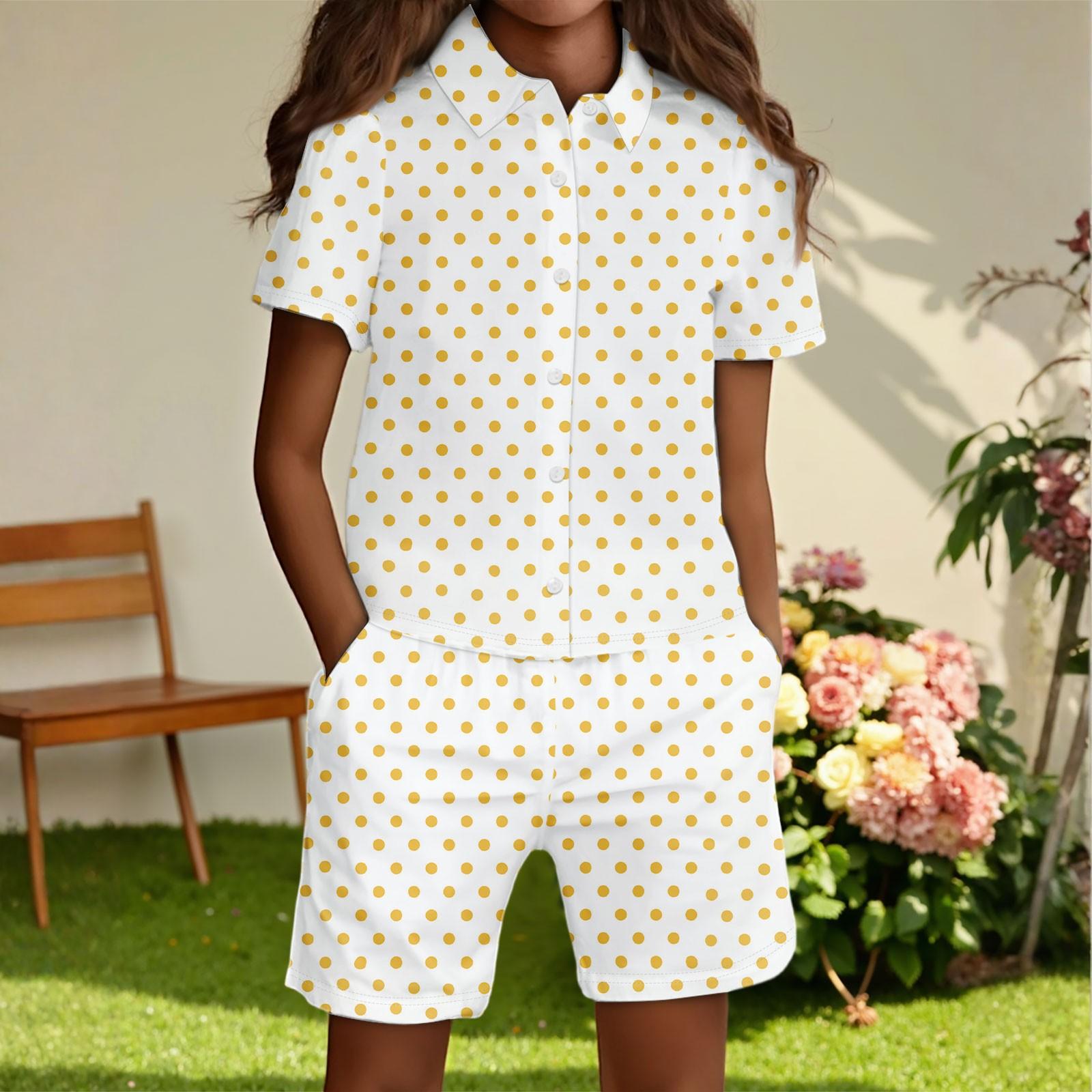 

Детская повседневная модная рубашка на пуговицах и шорты 160 жёлтый