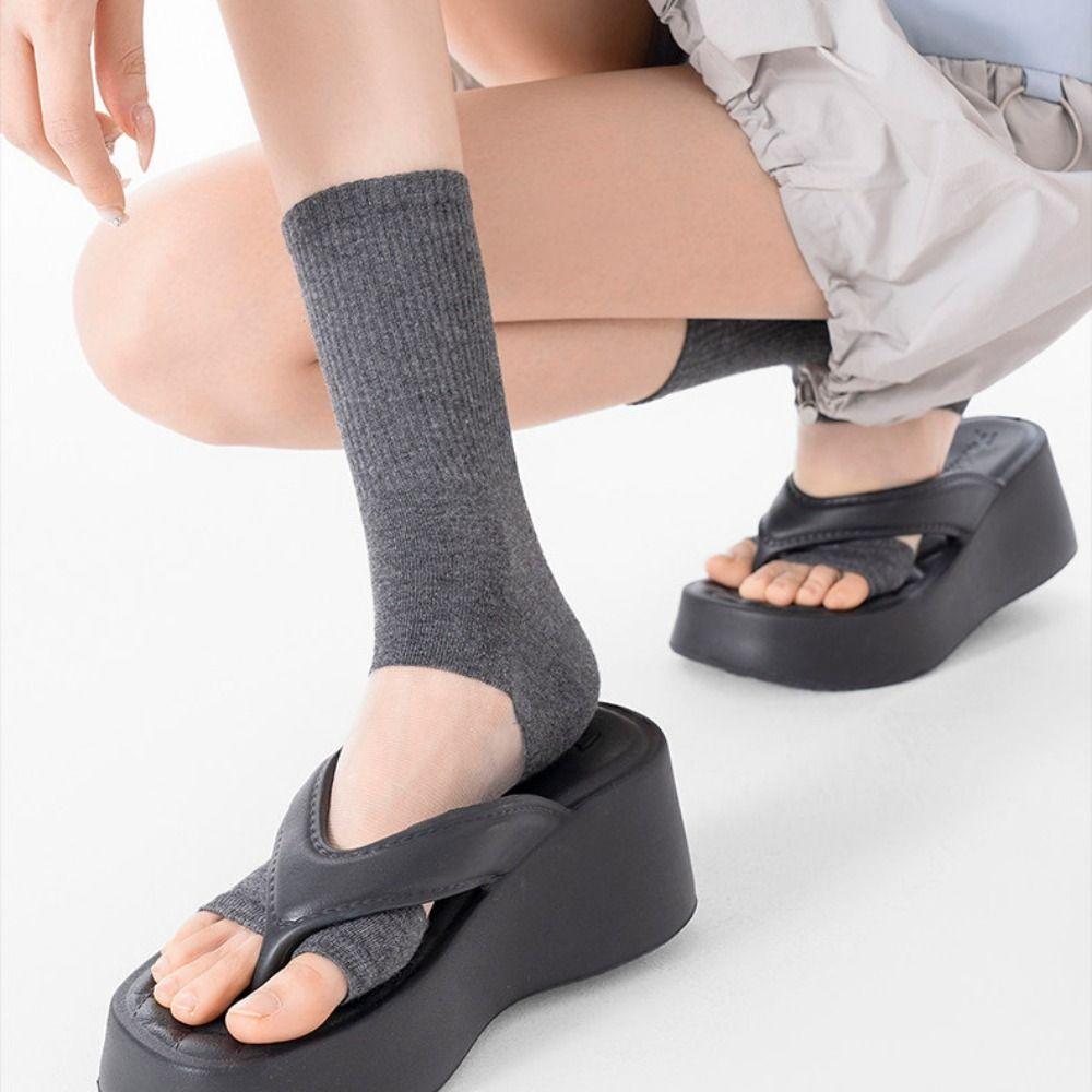 Match Flip Flops Flip Flop Socks Solid Color Thin Cotton Socks Simple Split Toe Socks for Women