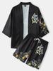 2026 New national style Hawaiian vacation ukiyo-e painted seven-quarter-sleeved Taoist robe 3D printed carp kimono cape
