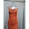 Women's Cowl Neck Spaghetti Strap Bodycon Midi Dress Elegant Ruched High Slit Party Dress