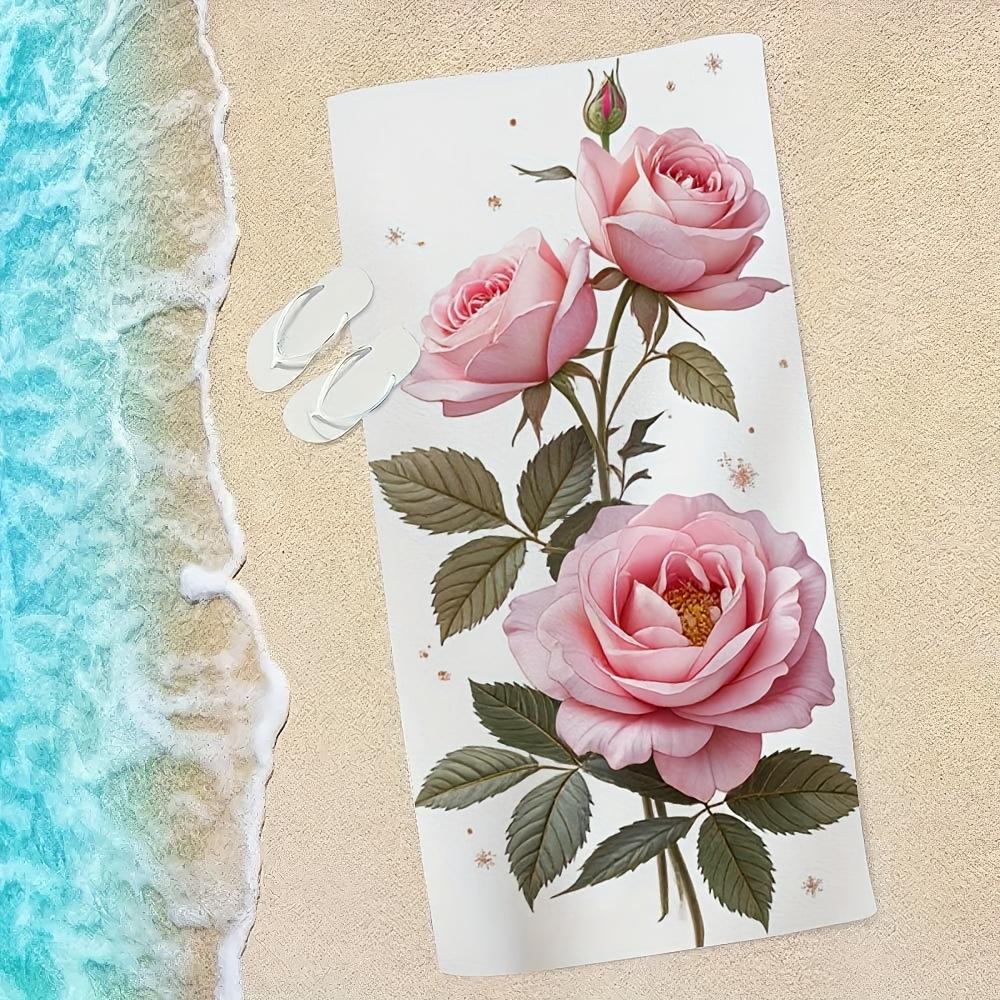 Flower Pink Rose Travel-Friendly Microfiber Towel, Lightweight Quick-Dry Ultra-Soft for Vacation