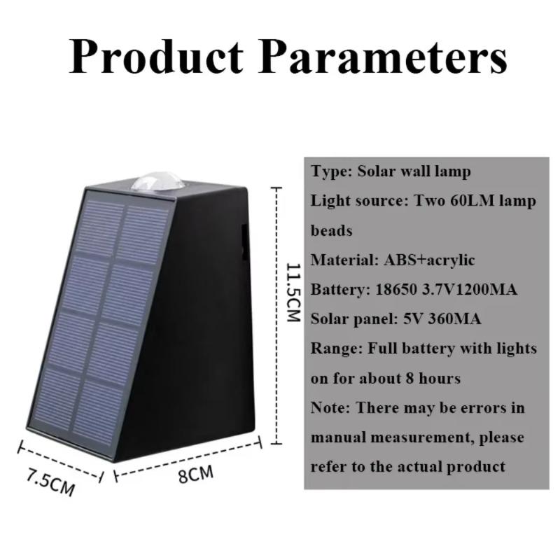 1~6Pack Solar Wall Lamp Warm Light Outdoor Waterproof Up and Down Luminous Lighting Balcony Yard Garden Decoration Lights