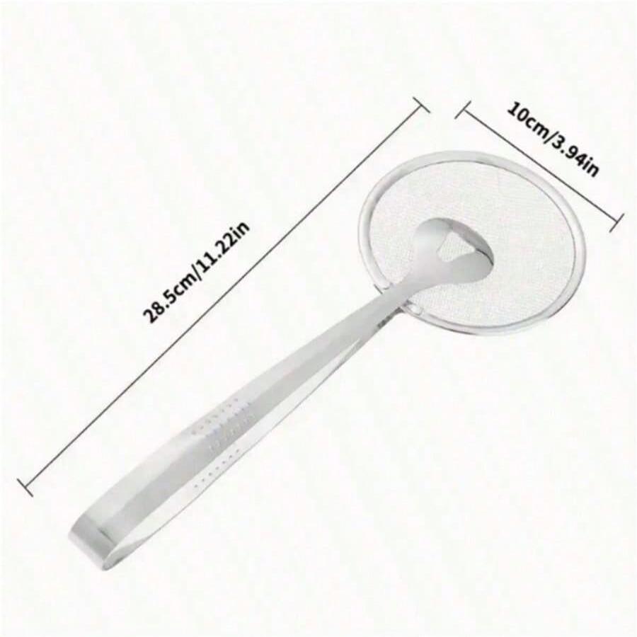 Stainless Steel Frying Oil Strainer,Heat Resistant, With Clip/Clamp Accessory,Fine Mesh Strainer For Frying, Draining Soup And Sauce