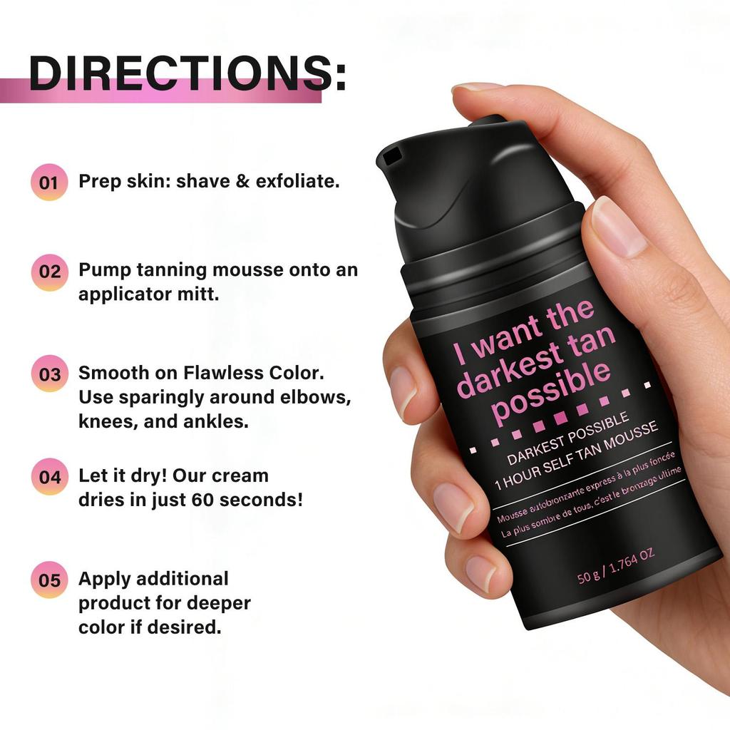 Self Tan Mousse-Moisturizing Skin-Lightweight & Non Sticky & Dries Quickly-Suitable For All Skin Types, 50g