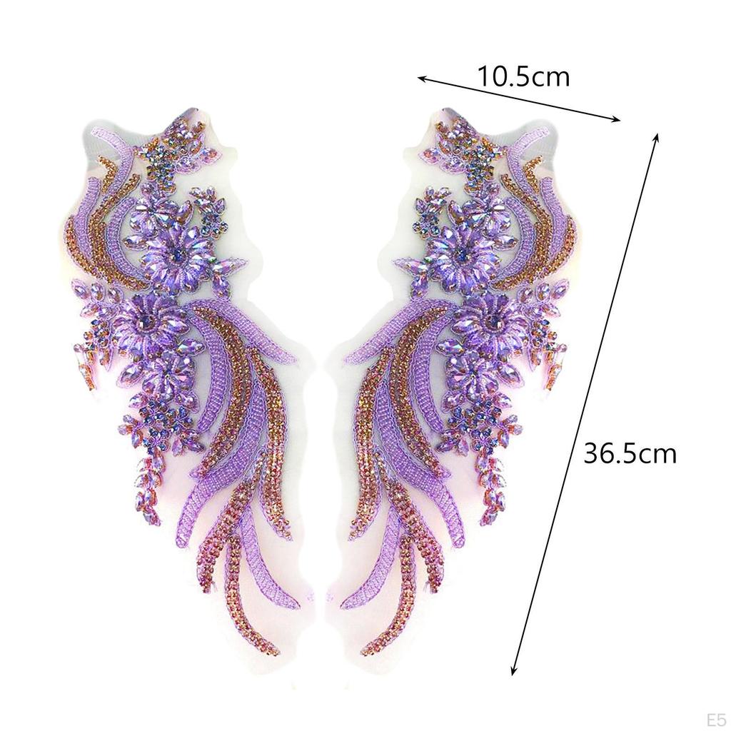 Sew On Beaded Patches Decoration Trim Appliques for Ballet Gown Dress Woman