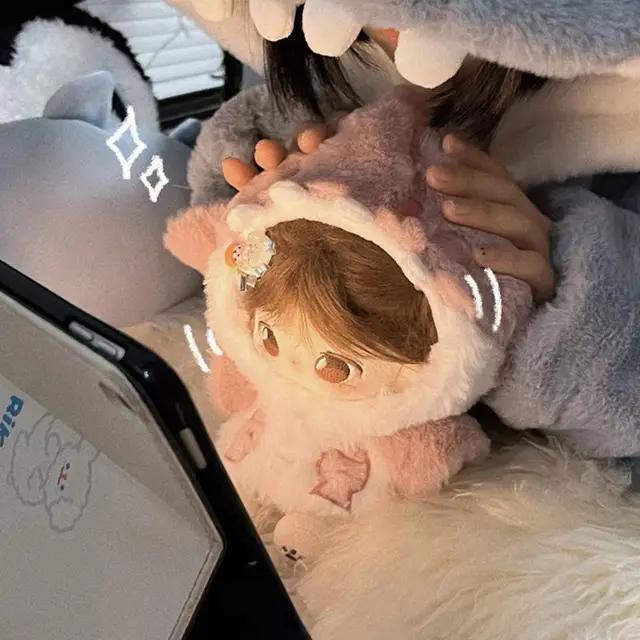 20cm Kawaii Shark Hoodie Super Cute Pajama Anime Plush Dress-up Cotton Dolls Clothes Puppet Replacement Cosplay Accessories Toys
