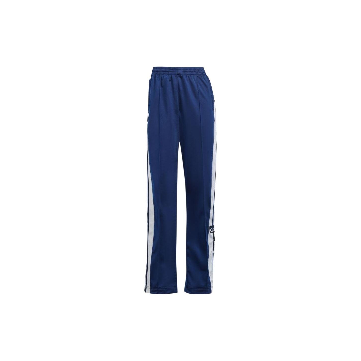 Adidas Originals Striped Logo Print Sweatpants, Women Deep-Blue Daily Casual Bottoms IK3853 XS