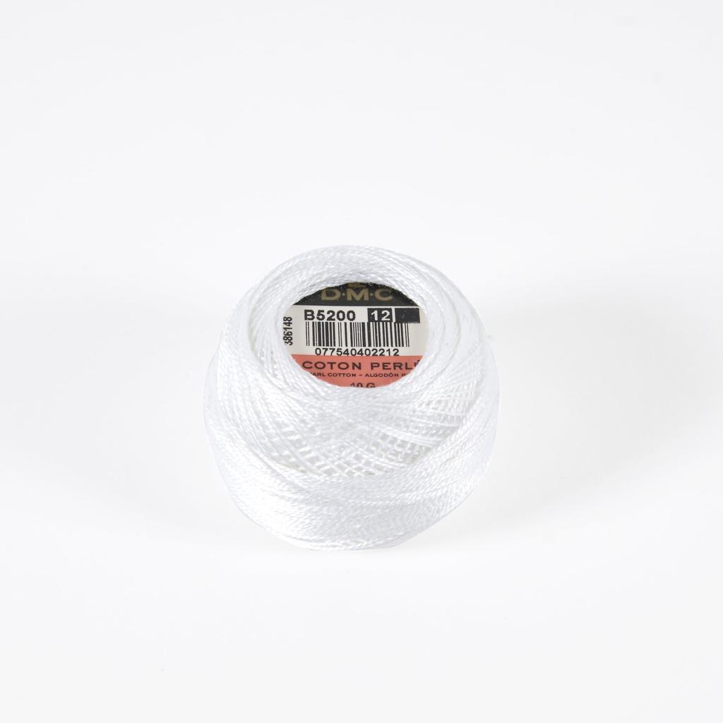 DMC Cotton Pearl Embroidery 10 Balls Per Thread, #12, 120m, Pack, #B5200, White, DMC116-12B