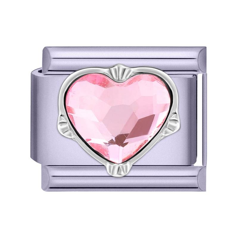 Y2K Zircon Bow Butterfly Heart Moon Pink Purple Blue Italian Charm Links Fit 9MM Stainless Steel Bracelet Women DIY Making Gifts