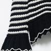 Kaslead New Women clothes Western Style Laminated Decoration Stripe round Neck Knitted Outerwear 4331020 104