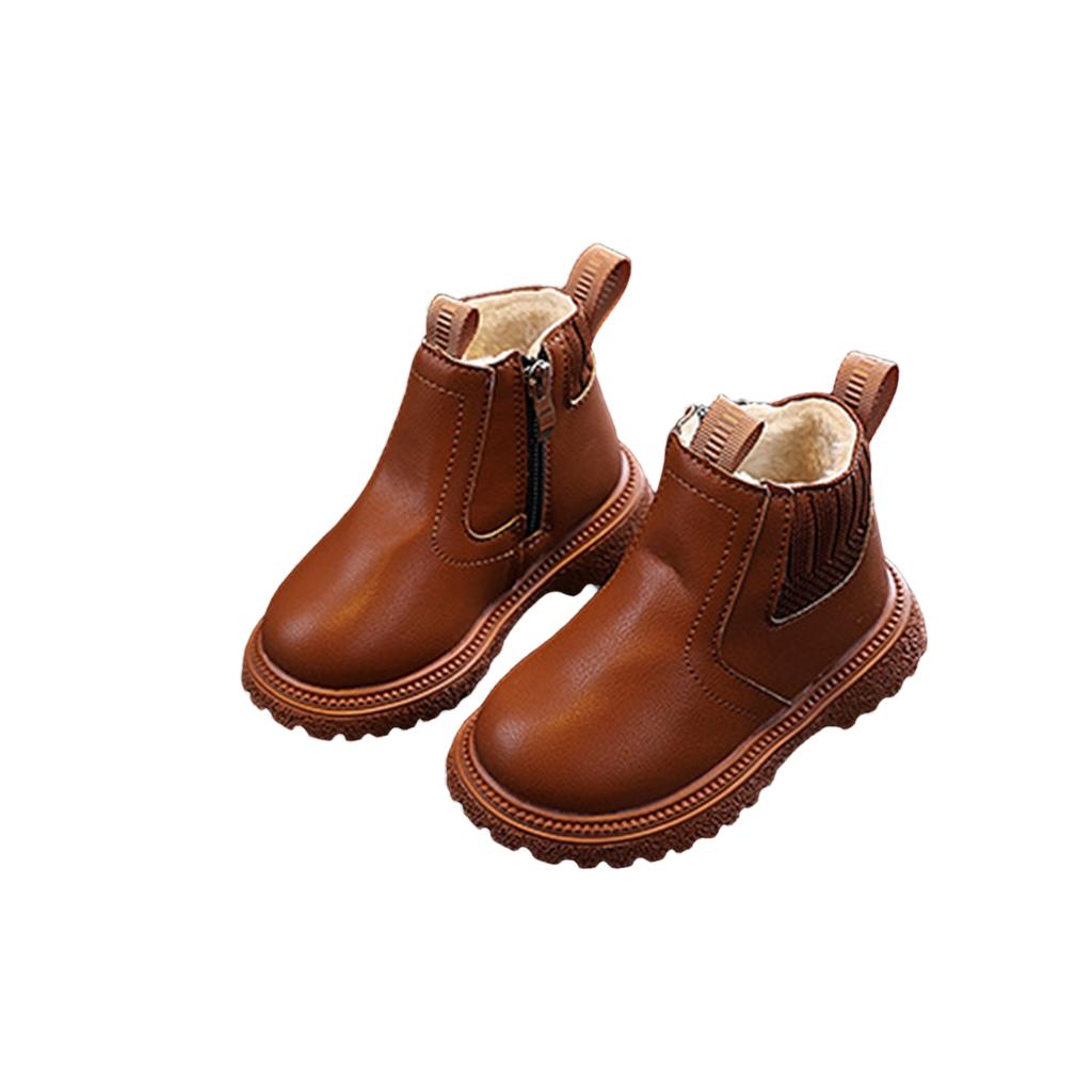 Unisex Youth Winter Lined Leather Boots for Kids