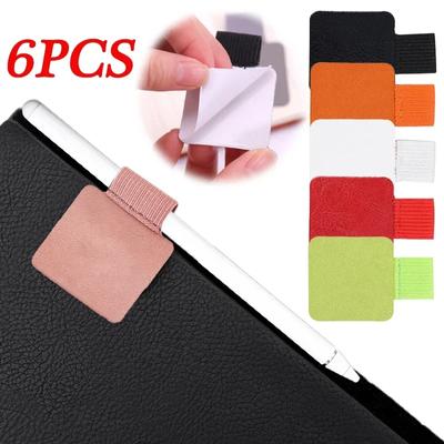 Portable Self-Adhesive PU Leather Pen Clip Pencil Elastic Loop Cover Ring for Diary PlannerClip for Apple IPhone IPencil Holder