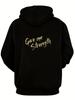 Men'S Casual Sports Fashion Trendy Fitness Outdoor Home Hooded Sweatshirt, Sweatshirt, Pray to GOD Pattern 3D Printing, Regular Fit, Elastic, with
