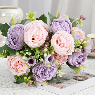 Dirbtinių bijūnų puokštė 5 galvutės Netikėtų gėlių puokštė Realistiškos dirbtinio šilko gėlės vidaus ir lauko namų vakarėlio dekorui vestuvėms