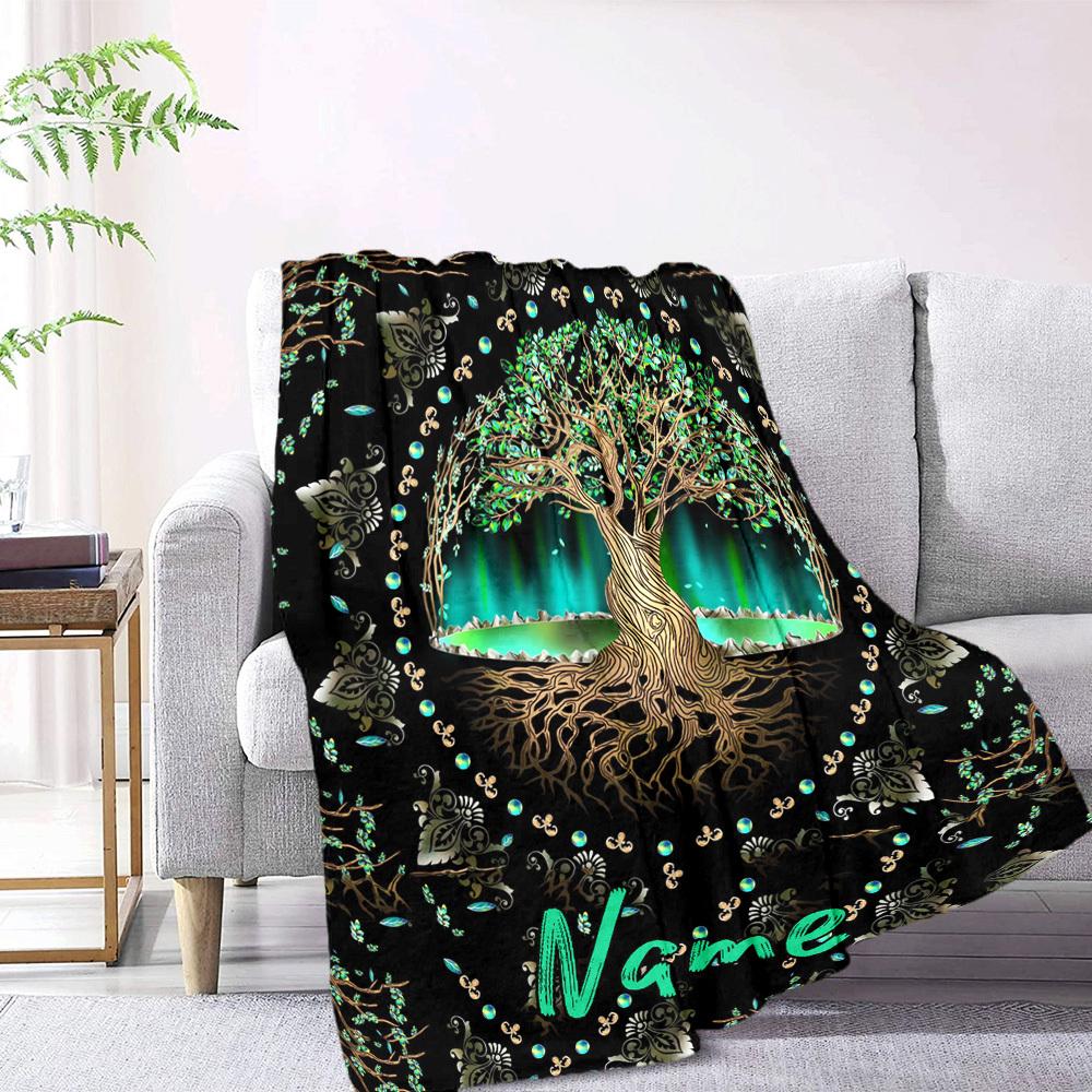 Tree Of Life Home Customize Your Name Blankets Comfortable Soft Lightweight Allseason Multipurpose Blanket For Picnics Sofas Offices Beds Living Rooms