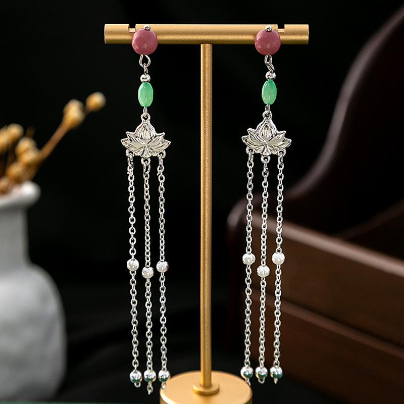 BLINGBAY Women's New Chinese Style Imitation Pearl Earrings Chinese Style Butterfly Drop-shaped Tassel Earrings Simple Hanfu Accessories Retro Jewelry
