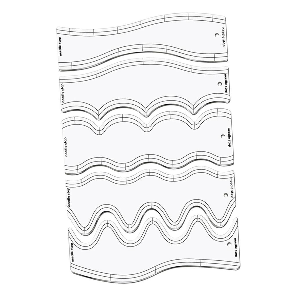 5Pcs Wave Rulers Quilting DIY Patchwork Tools Multipurpose Professional Stencils