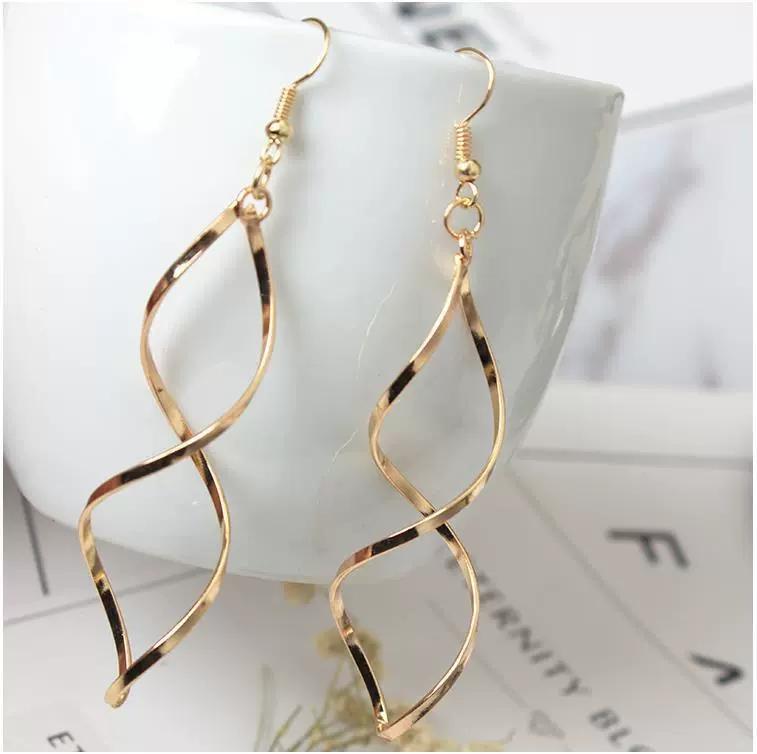 Spiral Wave Curve Earrings Women Minimalist Personality Statement Earrings Drop Earrings Women Jewelry