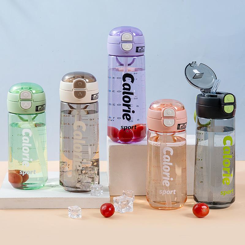 Water Bottle New Double Drink Bounce Cover Water Cup Easy Cup Large Capacity Summer Portable Plastic Student Sports Cup