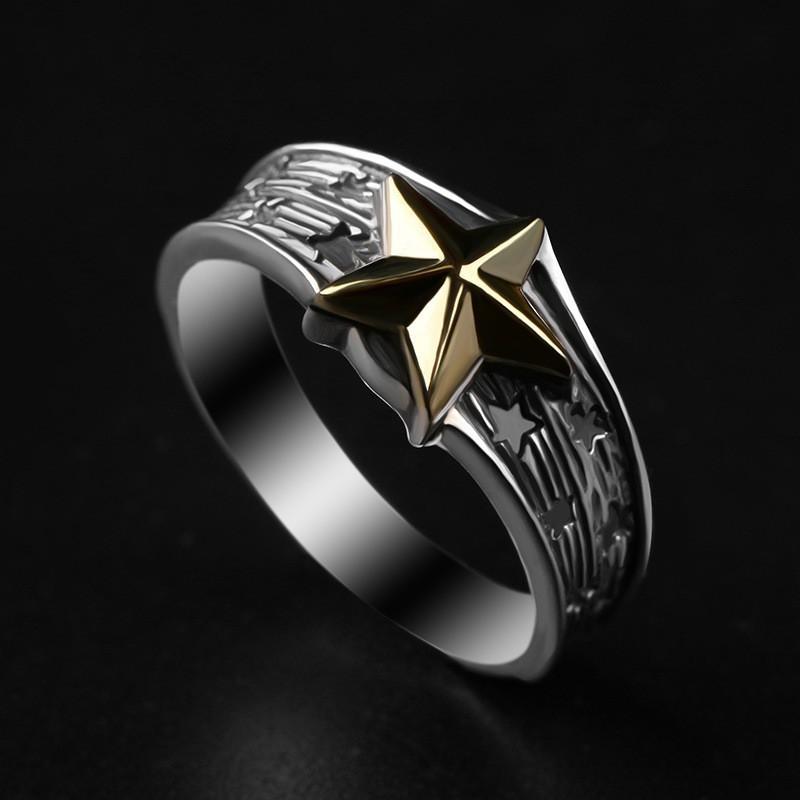 Adjustable Open Ring Men Women Vintage Star Geometric Finger Plated Retro Style Adjustable Open Band