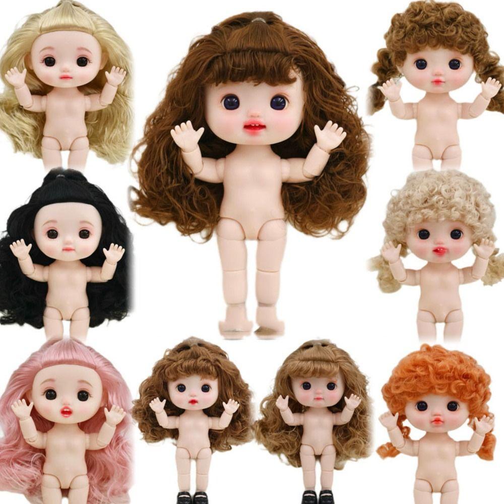 Kawaii 1/6 BJD Movable Joint Doll Body Toys Big Head Doll  with Hair  Gift