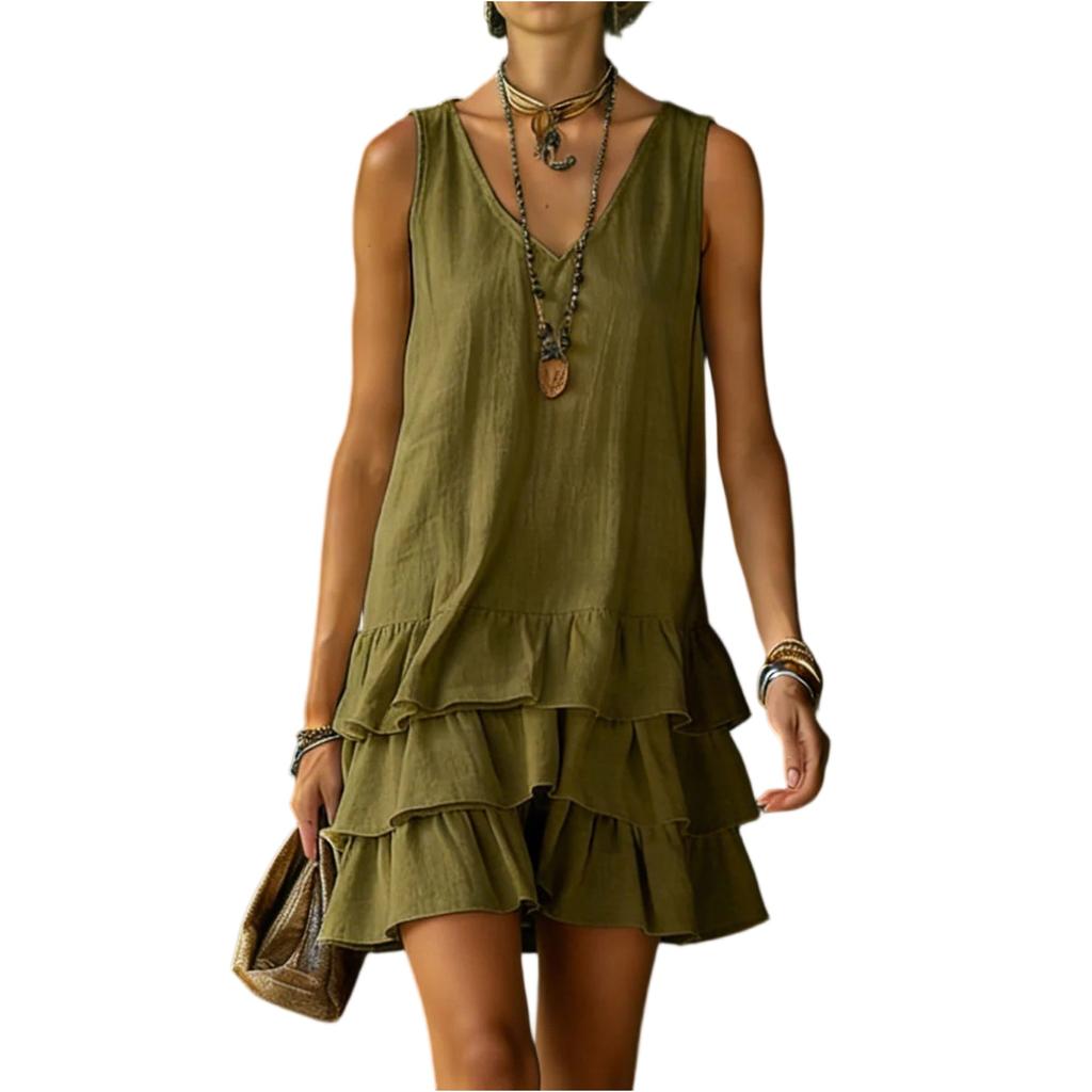 Abiti Casual Senza Maniche con Orlo Arricciato per Donna Vestiti Estivi Larghi per Donna Vestiti Estivi per Donna Vestiti Boho per Donna