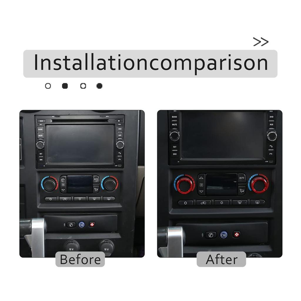 Aluminum Alloy Interior Air Conditioner Switch Knob Ring Cover Trim for Hummer H2 2003-2007,AC Control Knob Cover Trim Accessories (Red)