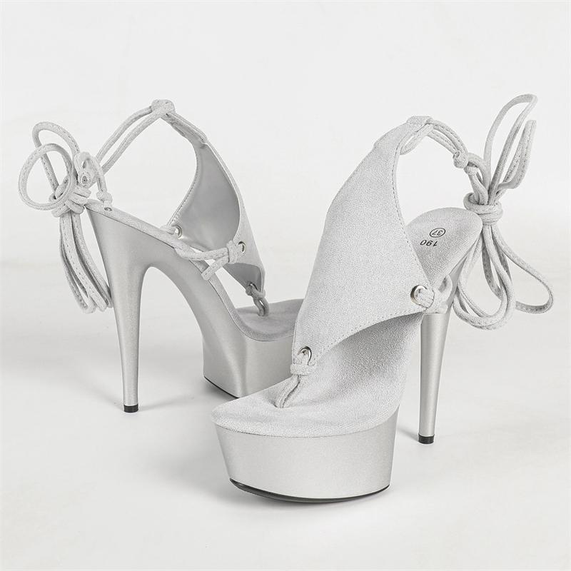 Eilyken Mode Design Knöchel Schnürung Zehensteg Damen Sandalen Sexy Super Stiletto Hohe Absätze Bankett Party Sommerschuhe