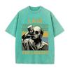 T-shirt Grafica Uomo Retro Lavata Beige Vintage Ritratto Uomo che Beve Stampa a Blocchi di Colore Strisce Oversize Uomo Casual Manica Corta