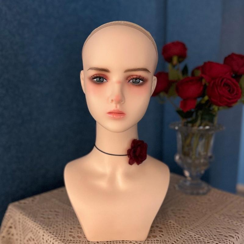 Wig Stand Portable Wig Holder Female Mannequin Head Wig Display Stand Wig Training Head Model for Hair Salons