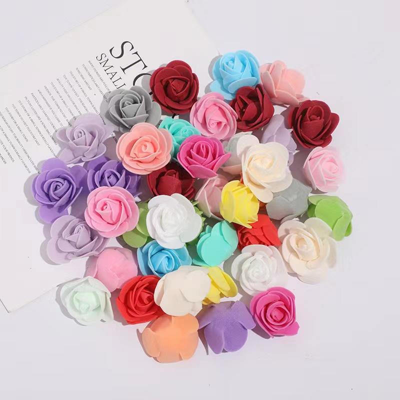 50~500Pcs 3.5cm PE Foam Rose Head Artificial Flower For Wedding Birthday Party Home Decor DIY Bear Rose Valentines Day Gifts