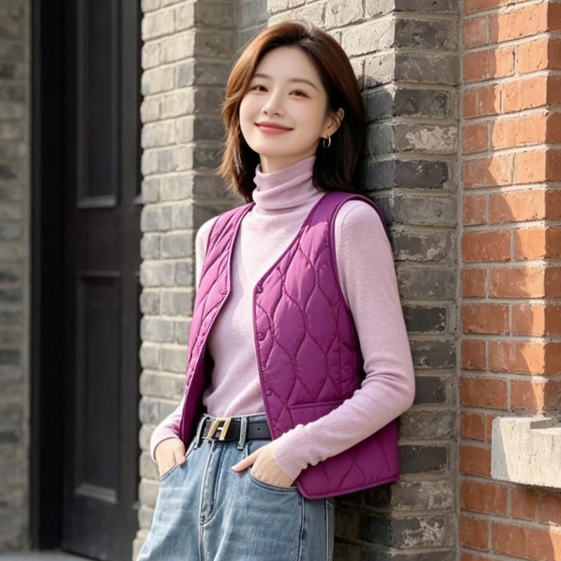 Womens Padded Vest Lightweight Warm Sleeveless Coat Short Outerwear Winter