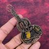 Tiger's Eye Gemstone Pendant Copper Wire Wrapped Jewelry Handmade Guitar Pendant
